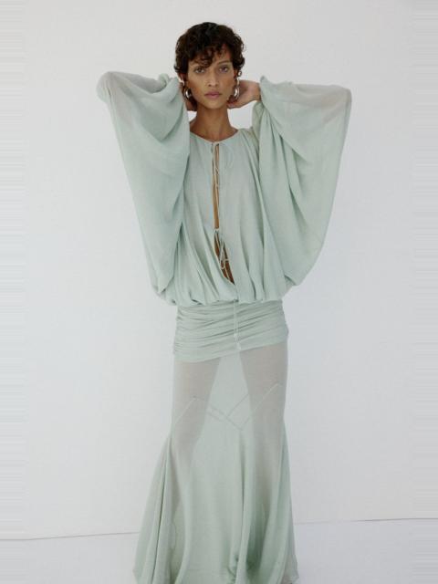 De La Vali EULALIA MAXI DRESS IN ICE GREEN CHIFFON