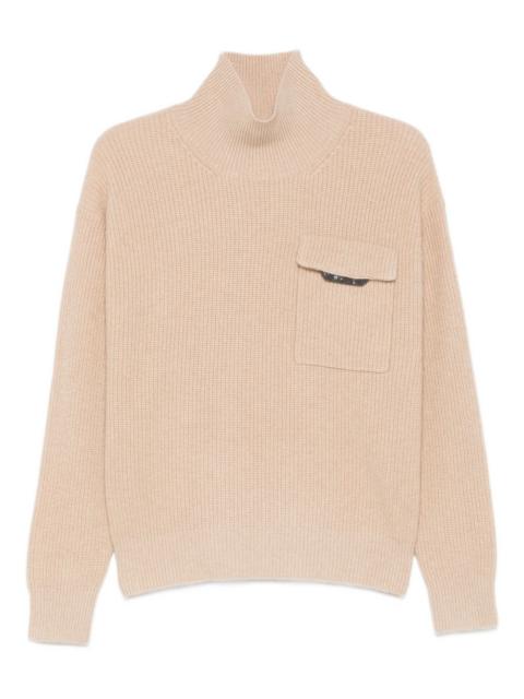 ribbed high-neck sweater