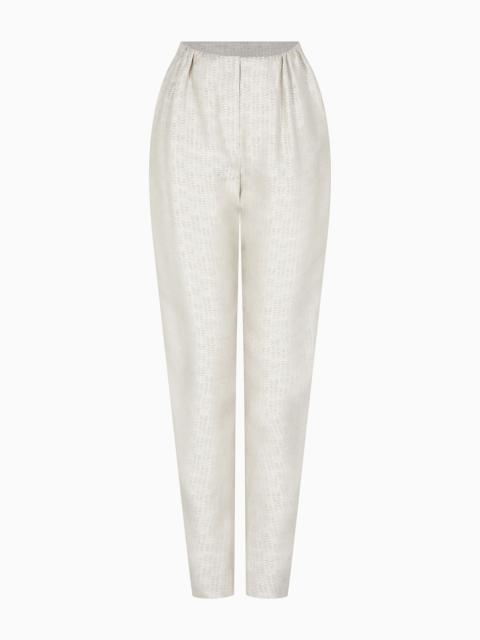 Oval-leg trousers in a chevron-motif viscose crêpe