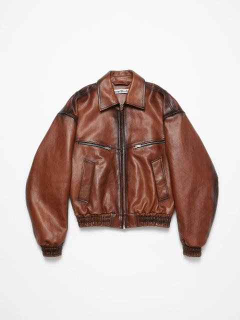 Leather bomber jacket - Cognac brown