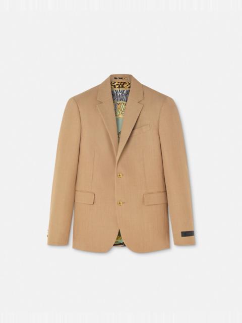 VERSACE Mélange Wool Single-Breasted Blazer