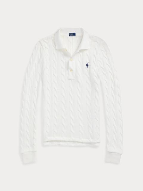 Polo Ralph Lauren Cable-Knit Cotton Long-Sleeve Polo Shirt