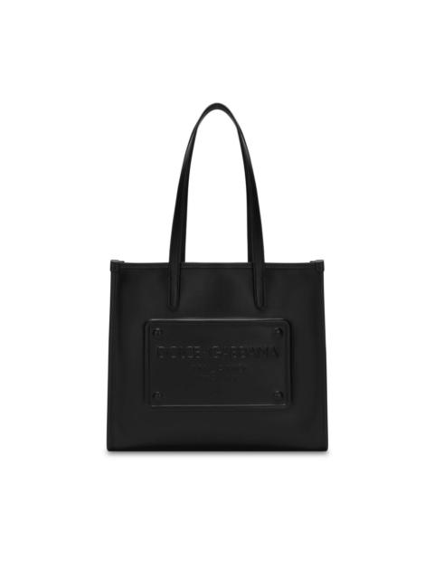 Shopping leather tote bag