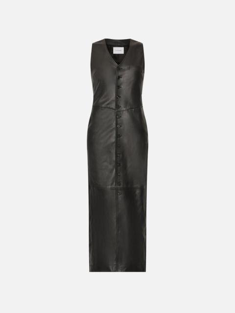 Leather Midi Vest Dress in Black