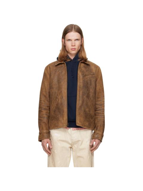 Polo Ralph Lauren Brown Leather Bomber Jacket