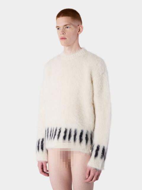 SUNNEI HAIRY KNIT ROUND NECK SWEATER / off white
