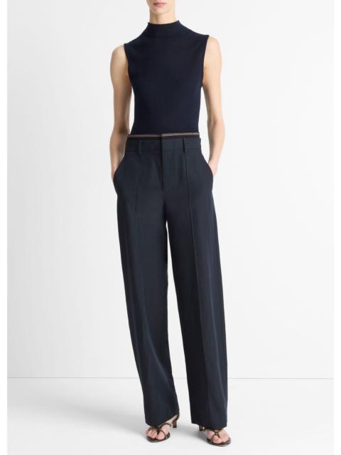 Vince Rib-Trim Cotton-Blend High-Waist Trouser