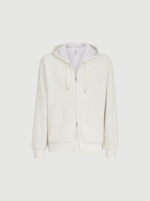 Brunello Cucinelli Cashmere and cotton French terry double cloth hooded sweatshirt with zipper