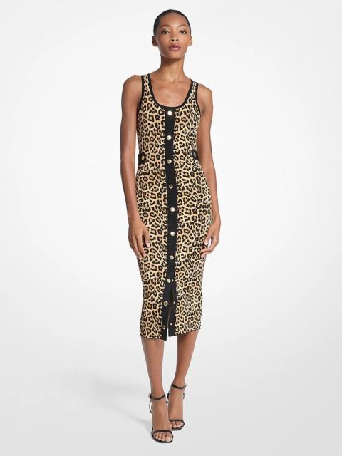 MICHAEL KORS Leopard Print Stretch Viscose Midi Tank Dress