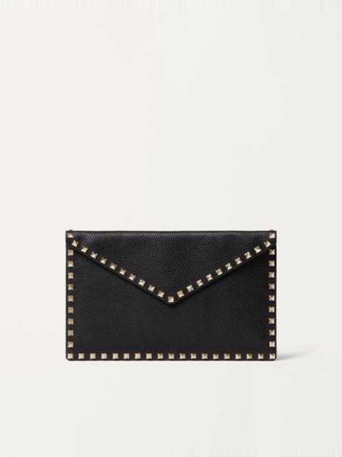 Valentino ROCKSTUD GRAINY CALFSKIN ENVELOPE POUCH