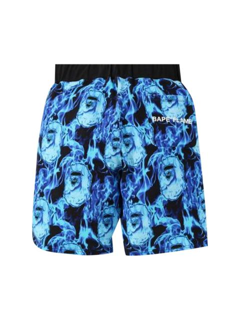 A BATHING APE® BAPE Flame Wide Sweat Shorts 'Sax'