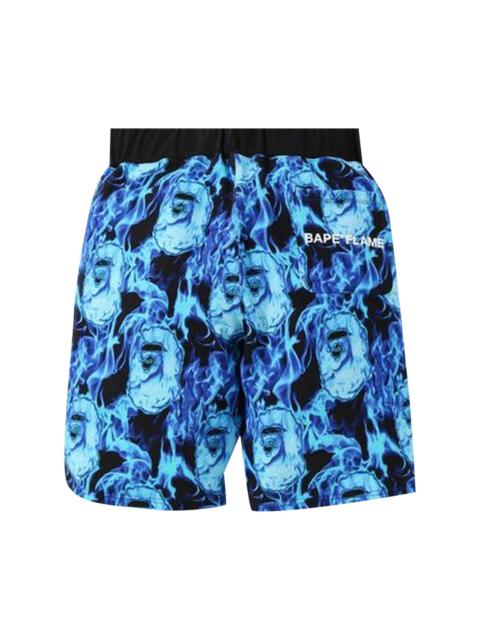 BAPE Flame Wide Sweat Shorts 'Sax'