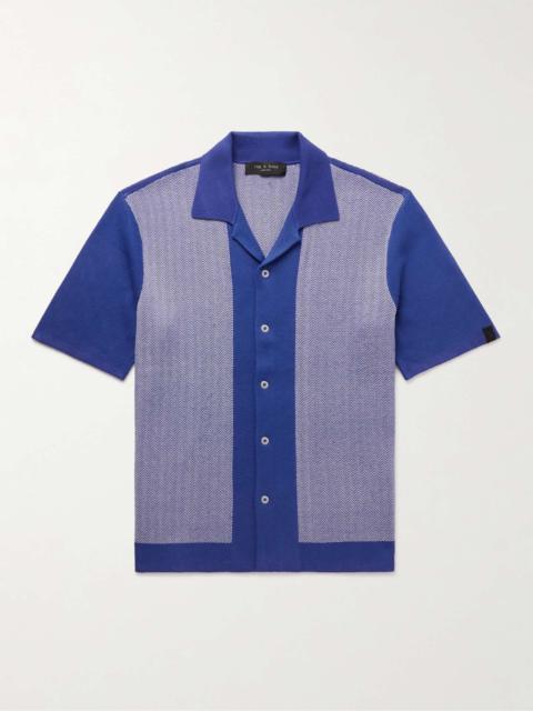 rag & bone Avery Camp-Collar Herringbone Jacquard-Knit Shirt