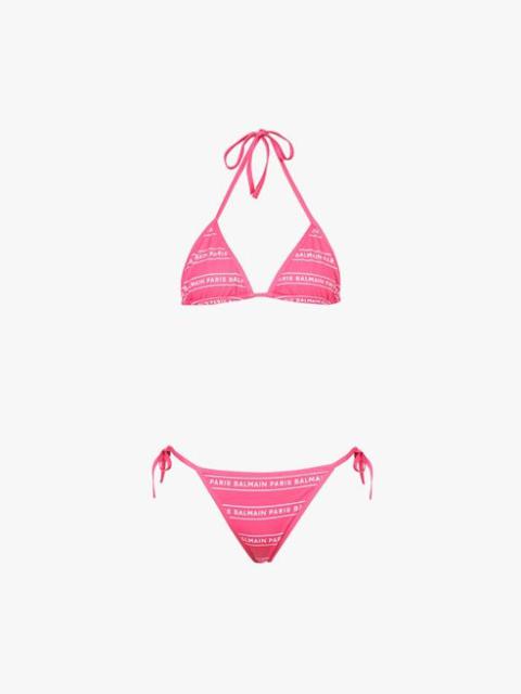 Balmain Pink and white bikini with Balmain monogram pattern