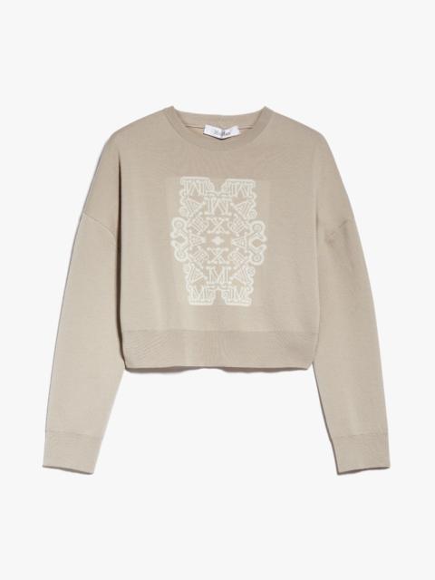 Cropped jumper in jacquard wool