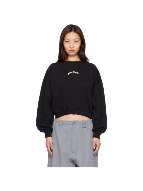 Palm Angels Black Curved Logo Crop Sweatshirt