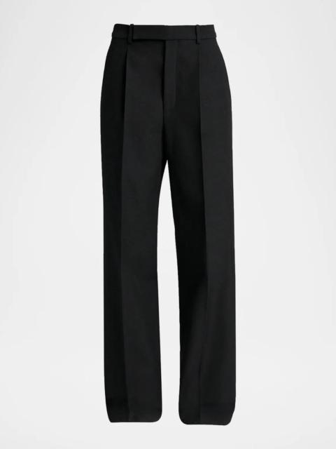 SAINT LAURENT Wool Grain De Poudre Straight-Leg Trousers