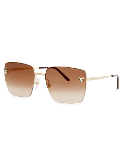 Cartier Cartier Panthère De Cartier Gold-tone Square-frame, Sunglasses, Gold