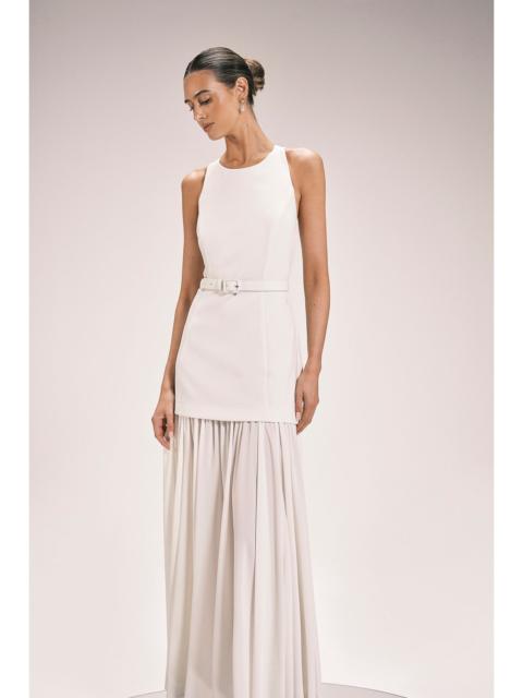 KAREN MILLEN Pleated Skirt Detail Belted Maxi Dress