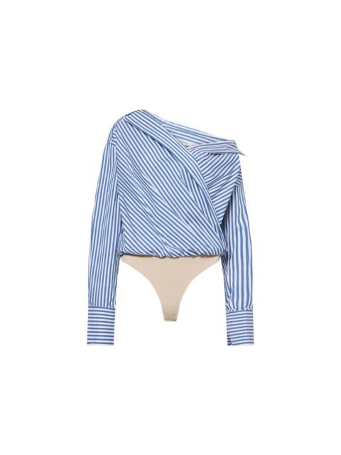 GOOD AMERICAN The Cut Layered Wrap-Front Cotton-Blend Shirt Body