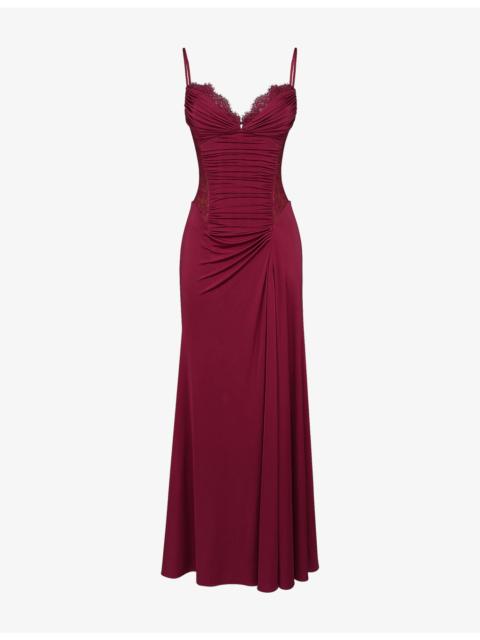 House of CB Sabrine Lace-Trim Stretch-Jersey Maxi Dress