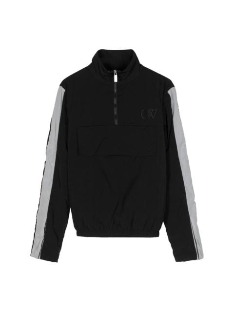 logo-embroidered half-zip jacket