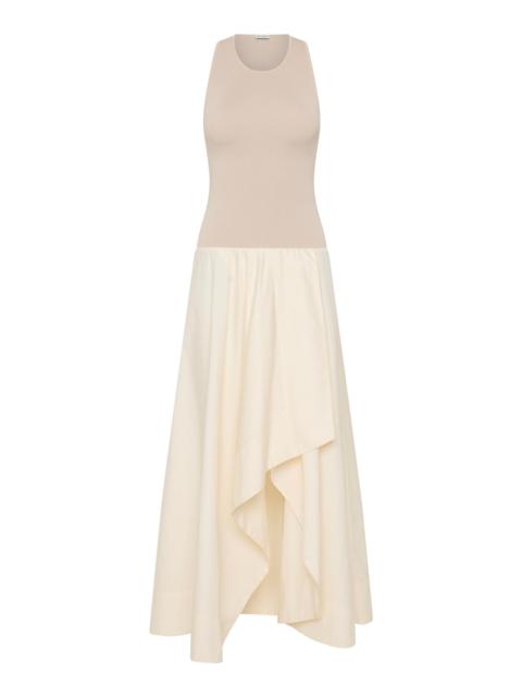 ST. AGNI Asymmetric Midi Dress ivory