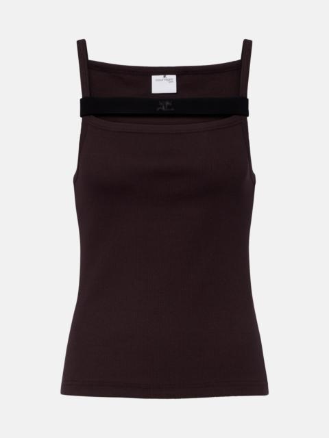 courrèges Ribbed-knit cotton tank top