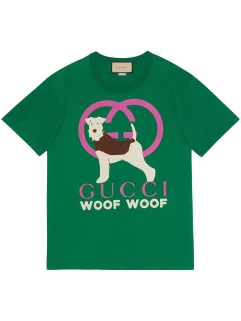 GUCCI Woof Woof-print cotton T-shirt