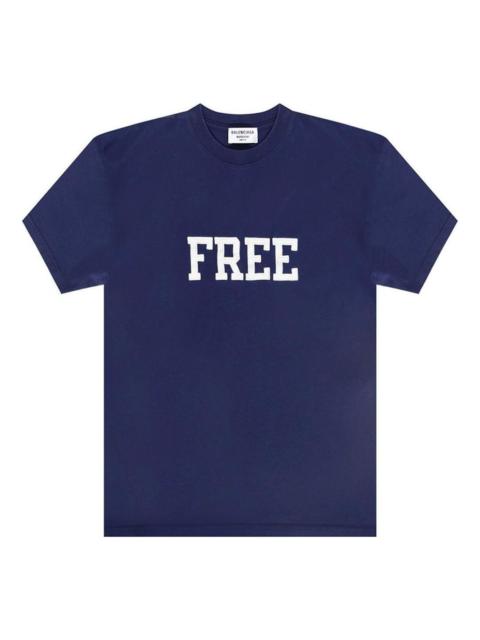 BALENCIAGA Balenciaga Free Logo T-Shirt 'Navy' 612965TKVD33967