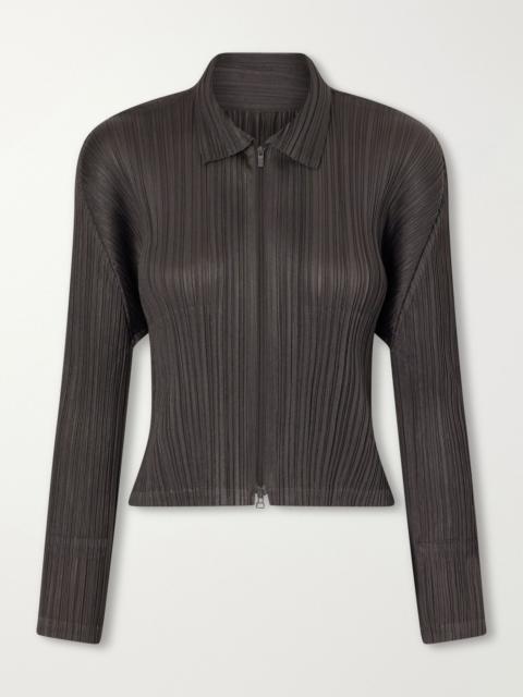 Pleats Please Issey Miyake Plissé satin jacket Charcoal