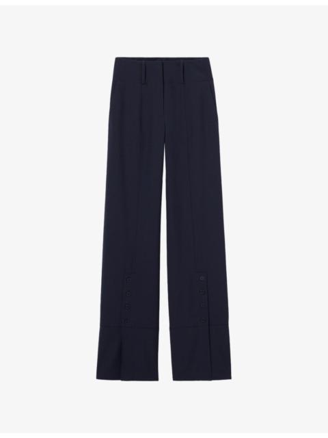 Claudie Pierlot Straight-Leg Ankle-Slit Wool-Blend Trousers