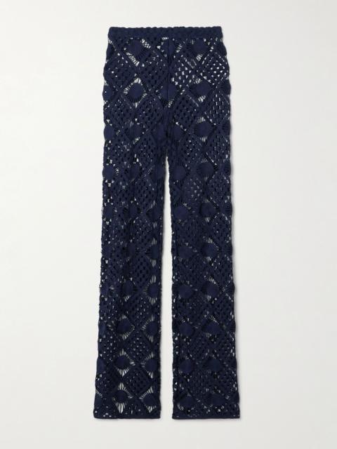 SARA CRISTINA Playa crocheted cotton pants Navy