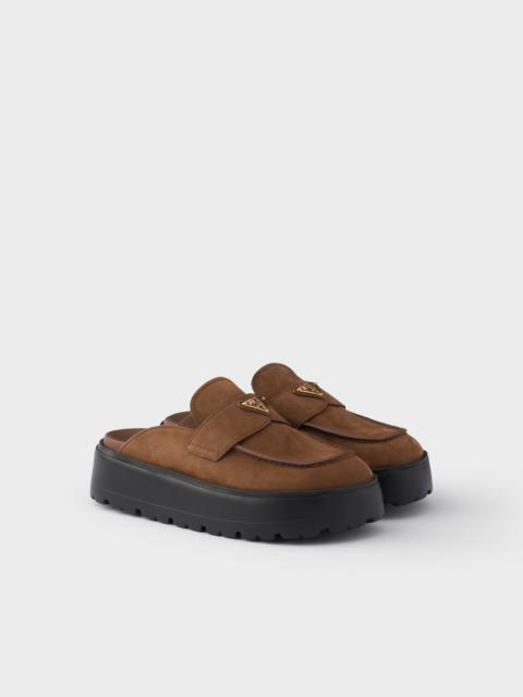 Prada Nubuck flatform mules