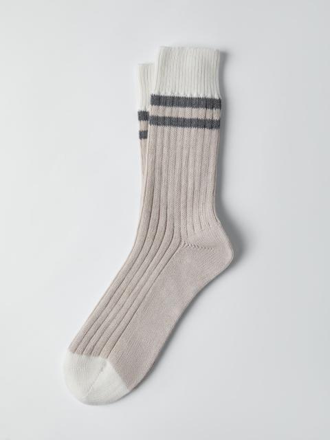 Brunello Cucinelli Cotton socks with stripes