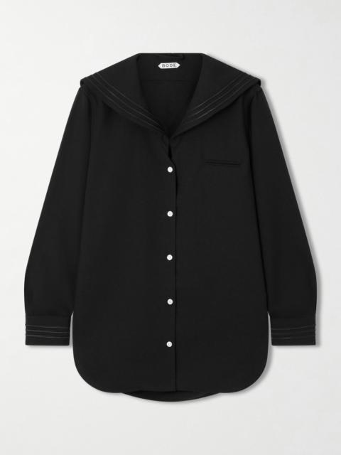 BODE Astor wool-crepe blouse Black