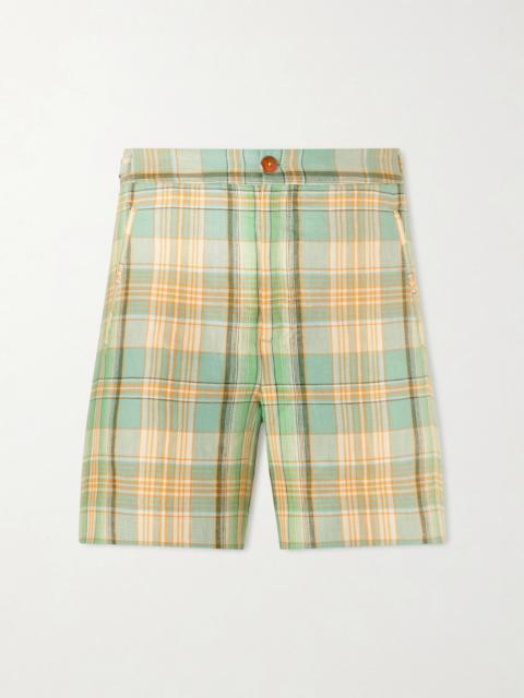 God’s True Cashmere Straight-Leg Checked Linen Shorts