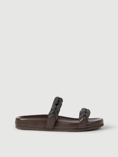 Brunello Cucinelli Leather sandals with precious braided straps