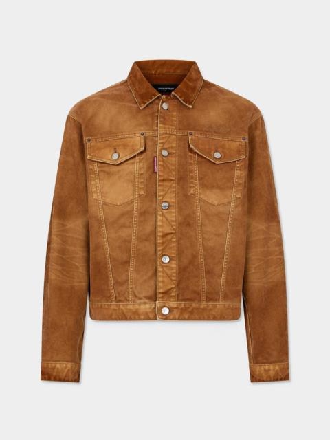 DSQUARED2 WEATHERED SUEDE OVERSIZED JEAN JACKET
