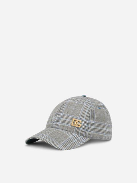 Dolce & Gabbana Checked wool baseball cap with DG logo