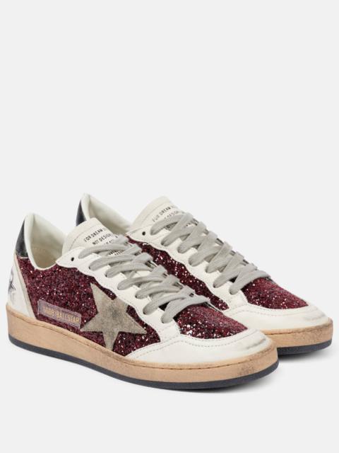 Ball-Star leather-trimmed glitter sneakers