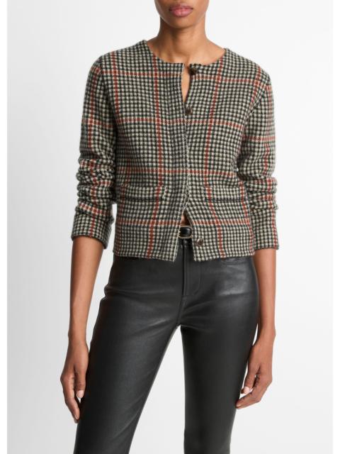 Vince Glen Plaid Wool-Cashmere Cardigan Jacket