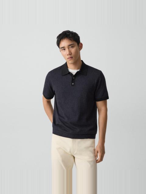 Theory Short-Sleeve Polo Shirt in Silk Linen