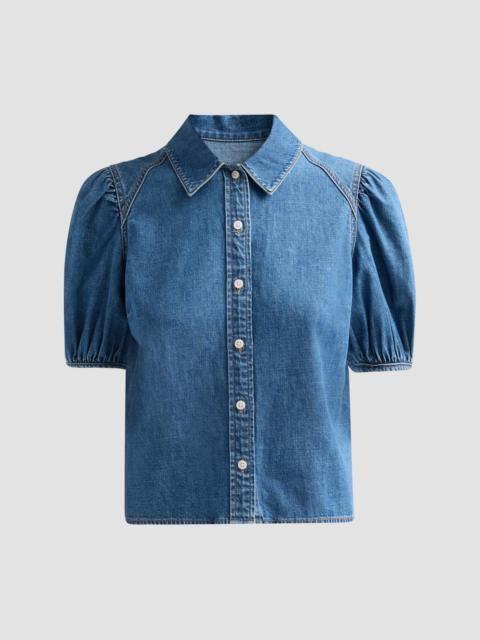 VERONICA BEARD Women's Leandor Denim Puff-Sleeve Top - Bandit Light