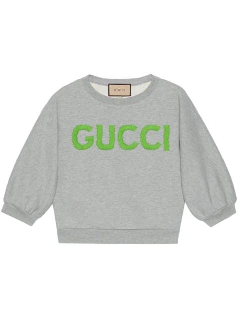GUCCI logo-embroidered cropped cotton sweatshirt