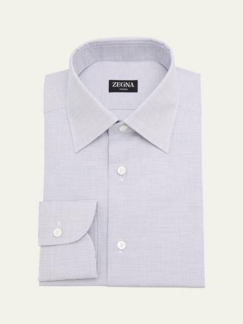 ZEGNA Men's Trofeo Cotton Micro-Check Dress Shirt