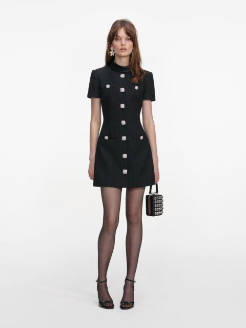 self-portrait Black Boucle Collared Mini Dress
