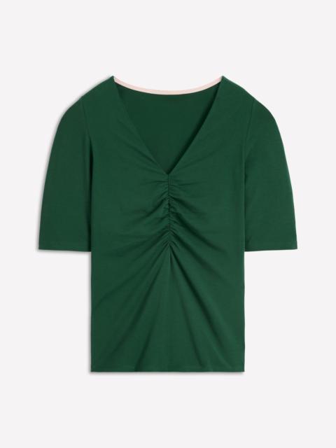 BODEN Tia Ruched V-Neck Top-Hunter Green