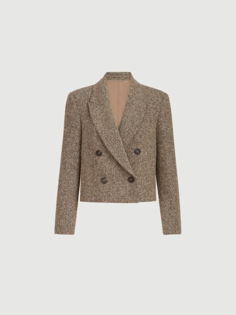 Brunello Cucinelli Sparkling virgin wool chevron cropped blazer