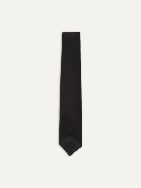 Drake's Black Fine Woven Grenadine Silk Hand Rolled Tie
